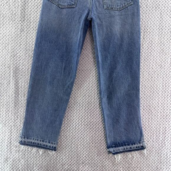 We the Free Jeans Womens 25 Blue Medium Wash Distressed Straight High Rise - Picture 8 of 14